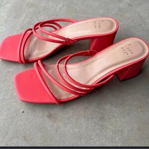 A New Day Women's Vibrant Red Block Heel Sandals